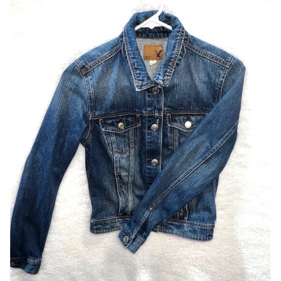 American Eagle Outfitters Jackets & Blazers - American Eagle Outfitters Distressed Denim Jacket S/P Button Front
